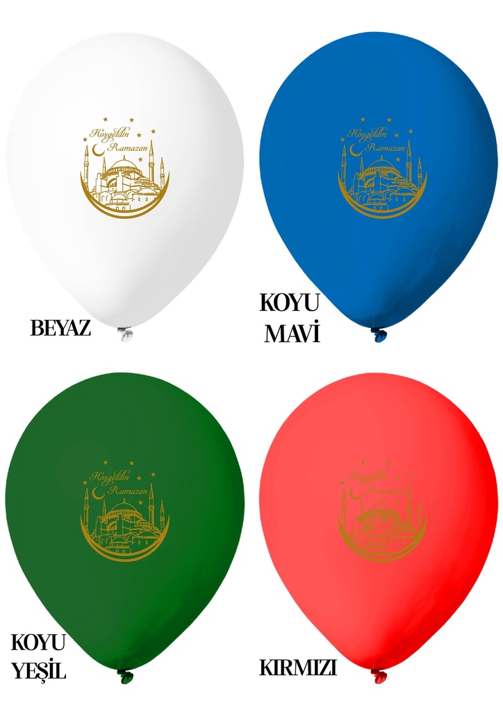 12” Ramazan Baskılı Balon  1+1 - 50 Adet