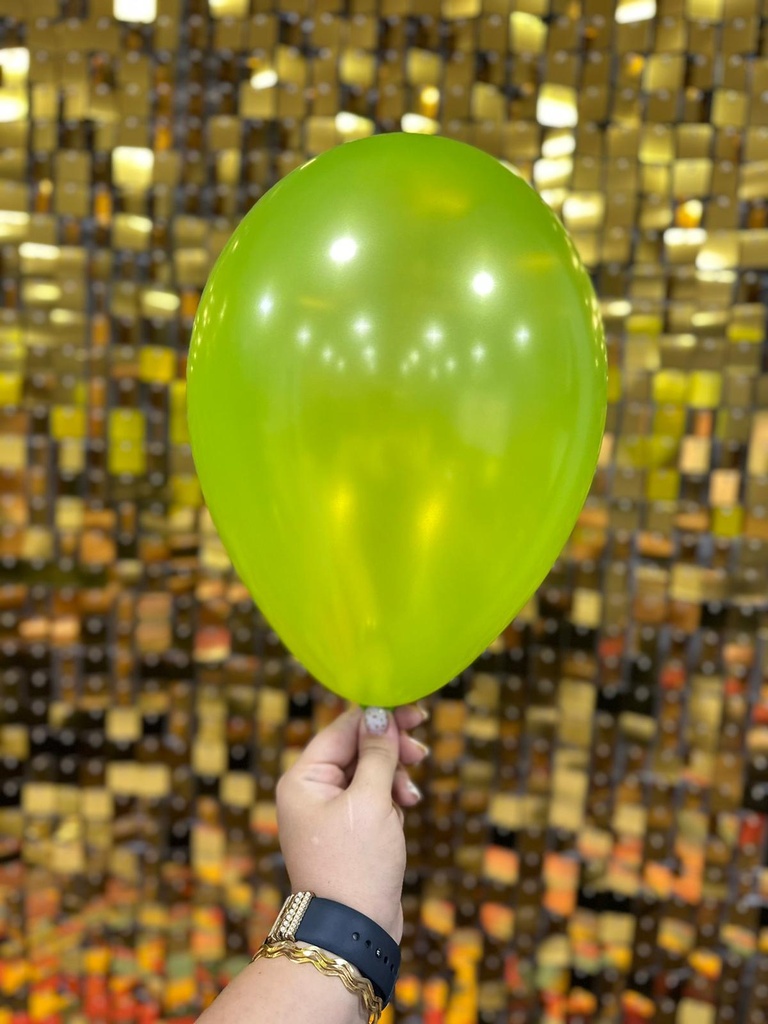 10" Metalik Dekorasyon Balonu Fıstık Yeşili  - 100 Adet